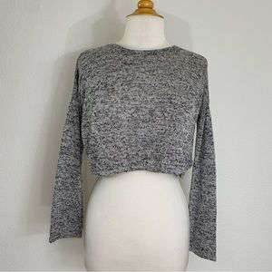 H&M Divided Women's Marbled Gray Crop Stretch Knit Top Size XS Casual Balletcore